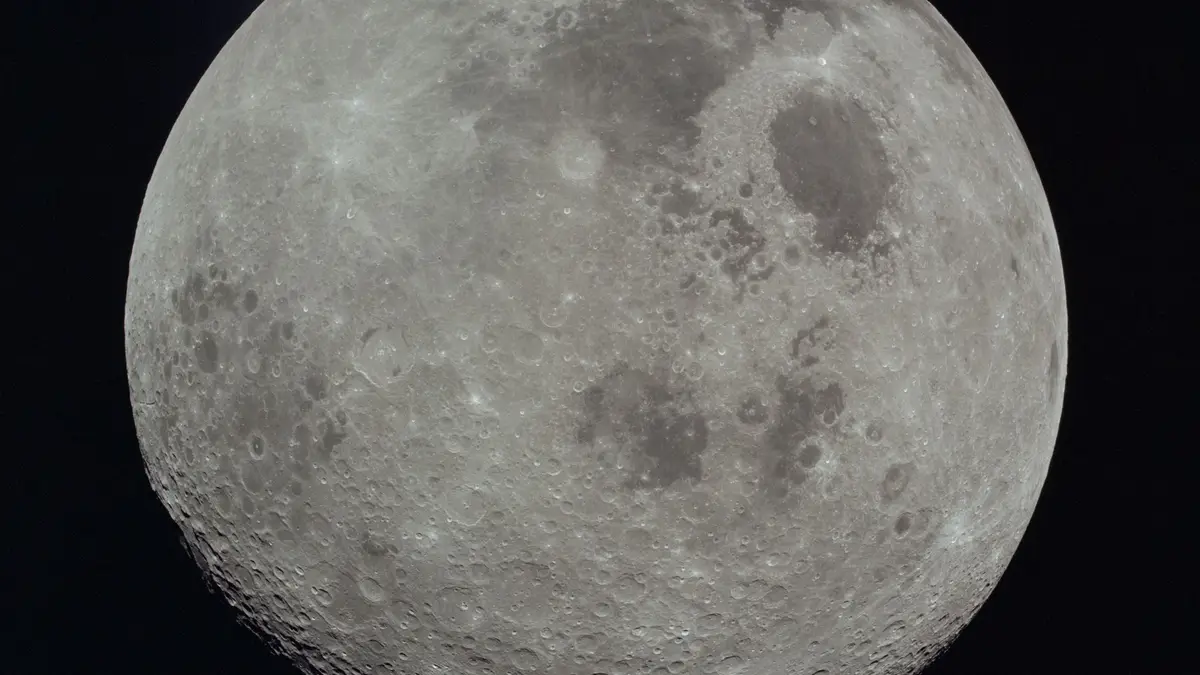 Full disc of moon photographed by Apollo 17 crewmen during transearth coast