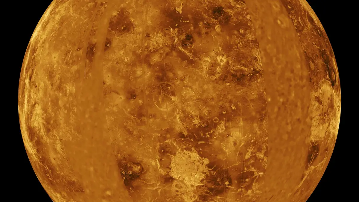 Venus - Computer Simulated Global View Centered at 0 Degrees East Longitude